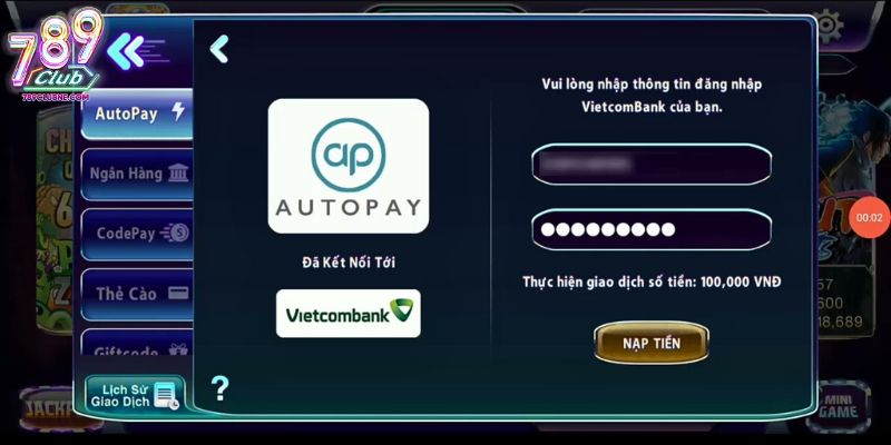 Các bước nạp tiền 789Club chính xác trong 5 phút